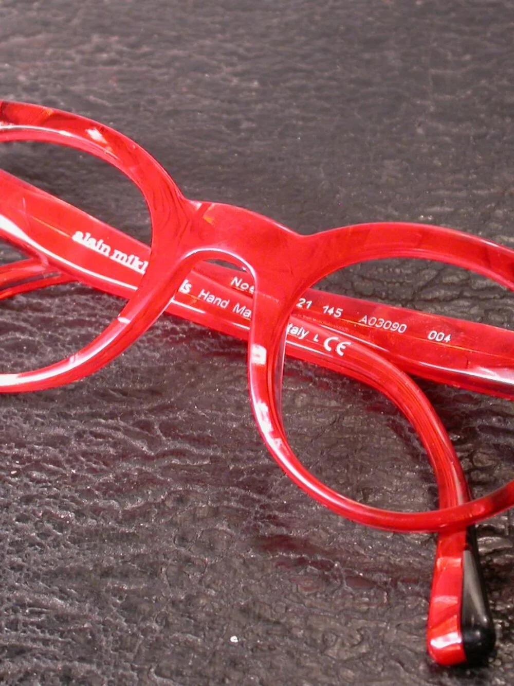 Alain Mikli Bright Red Swirl Stripe Stylish Eyeglasses Frames Hand Made in Italy